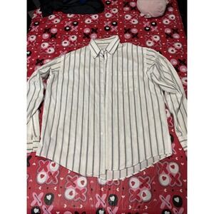 Vtg Mens Manhattan Striped Dress Shirt Short Sleeve Size 17 Made In USA